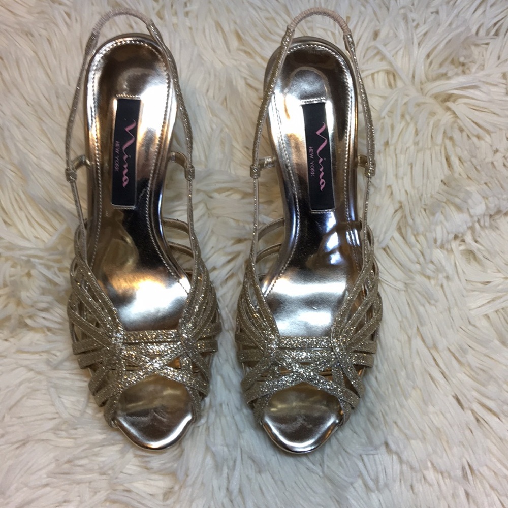 Nina gold high heel sexy sandals